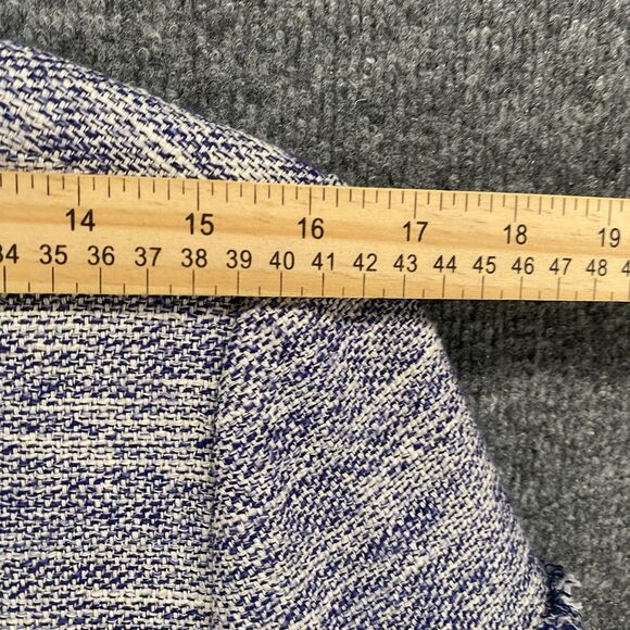 Chicos Jacket 0 Womens S Blue Tweed Snap On Fringe Long Career Ladies Preppy - Picture 8 of 11